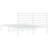 vidaXL Metal Bed Frame without Mattress with Headboard White 150x200cm