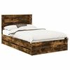 vidaXL Bed Frame with Drawer Smoked Oak 120 x 190 cm Engineer Wood