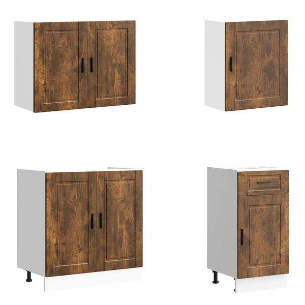vidaXL 7 Piece Kitchen Cabinet Set Porto Smoked Oak Engineered Wood