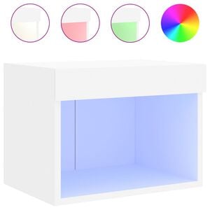 vidaXL Bedside Cabinet with LED Lights Wall-mounted White
