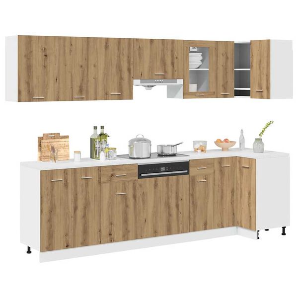 vidaXL 11 Piece Kitchen Cabinet Set Lyon Artisan Oak Engineered Wood