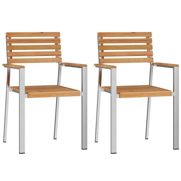 vidaXL Garden Chair 2 pcs Oil Natural Solid Teak Wood