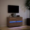 vidaXL TV Wall Cabinet with LED Lights Brown Oak 80x31x45 cm