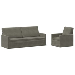 vidaXL Sofa Set 2 pcs Light Grey Corduroy Fabric