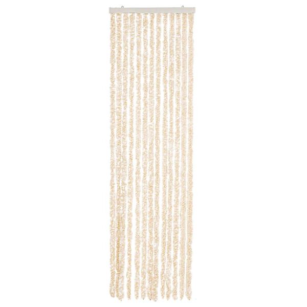 vidaXL Fly Curtain Beige and White 56x185 cm Chenille