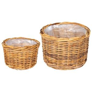 vidaXL Planter Basket with Storage 2 pcs Brown