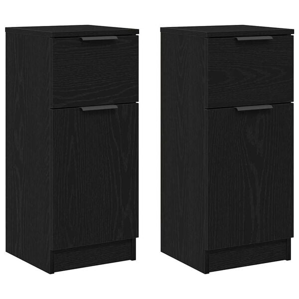 vidaXL Sideboard 2 pcs Black Oak 30 x 30 x 70 cm Engineered Wood