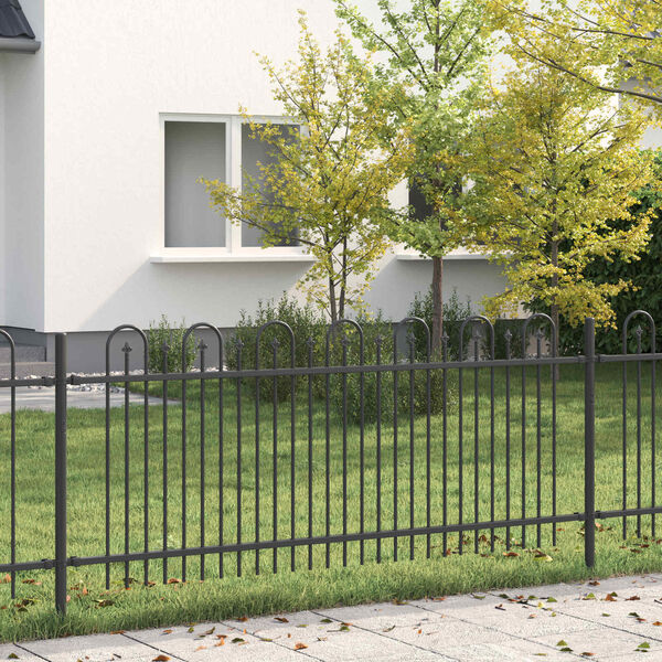 vidaXL Spike Arch Fence Black 200 x 130 cm Powder-Coated Steel