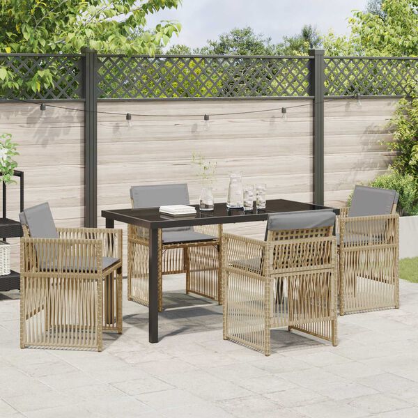 vidaXL Garden Dining Set 5 pcs Beige Powder-Coated Steel