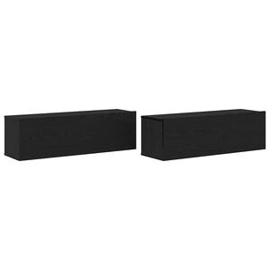vidaXL TV Cabinet 2 pcs Black Engineered Wood