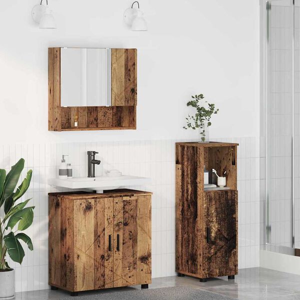 vidaXL Bathroom Furniture Set 3 pcs Old Wood Engineered wood & Metal