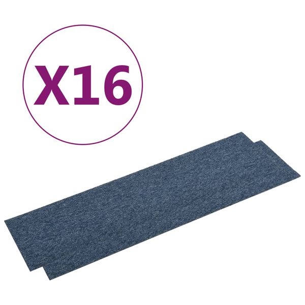 vidaXL Carpet Floor Tiles 16 pcs 4 m&sup2; 25x100 cm Blue