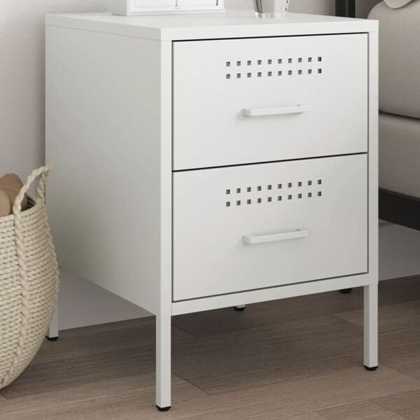 vidaXL Bedside Cabinet White 36x39x50.5 cm Steel