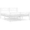 vidaXL Metal Bed Frame without Mattress with Footboard White 140x200cm