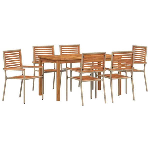 vidaXL Garden Dining Set 7 pcs Beige Solid Acacia Wood