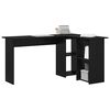 vidaXL Desk with Shelf Black Oak 142 x 102 x 73 cm Engineered Wood