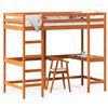 vidaXL Loft Bed without Mattress Wax Brown 90x190 cm Single Solid Wood Pine