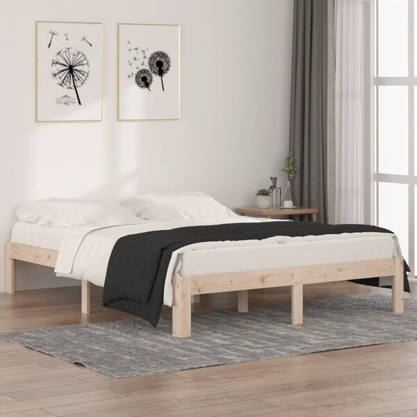 vidaXL Bed Frame without Mattress Solid Wood 150x200cm King Size