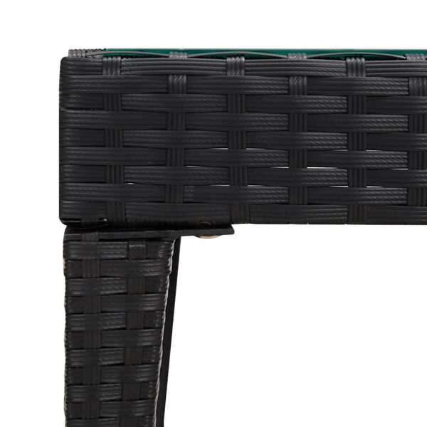 vidaXL Side Table Black 50x50x38 cm Poly Rattan and Tempered Glass