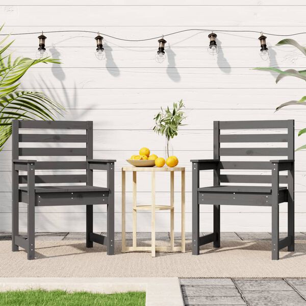 vidaXL Garden Chairs 2 pcs Grey 60x48x91 cm Solid Wood Pine