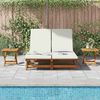 vidaXL Sun Lounger Reclining Cream White Solid Acacia Wood