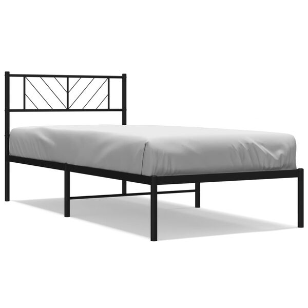 vidaXL Metal Bed Frame without Mattress with Headboard Black 107x203cm