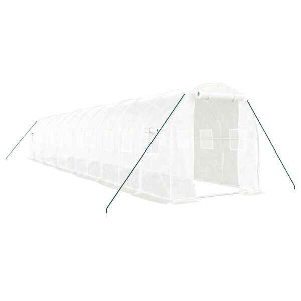 vidaXL Greenhouse with Steel Frame White 24 m&sup2; 12x2x2 m