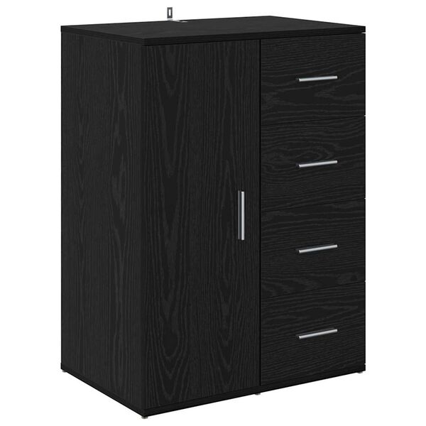 vidaXL Sideboard with Drawer Black Oak 59 x 39 x 80 cm Engineered Wood