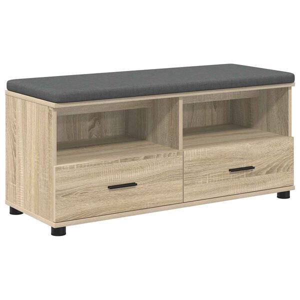 vidaXL Hall Bench with Cushion with Drawer Sonoma Oak 100 x 38 x 46 cm