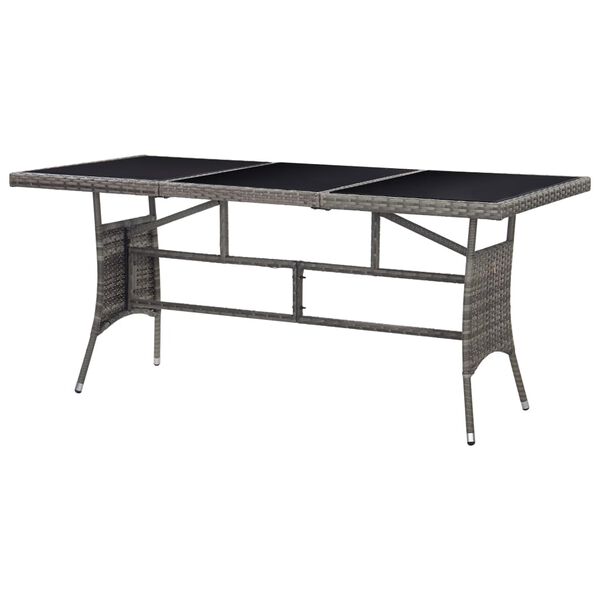 vidaXL Garden Table Grey 170x80x74 cm Poly Rattan