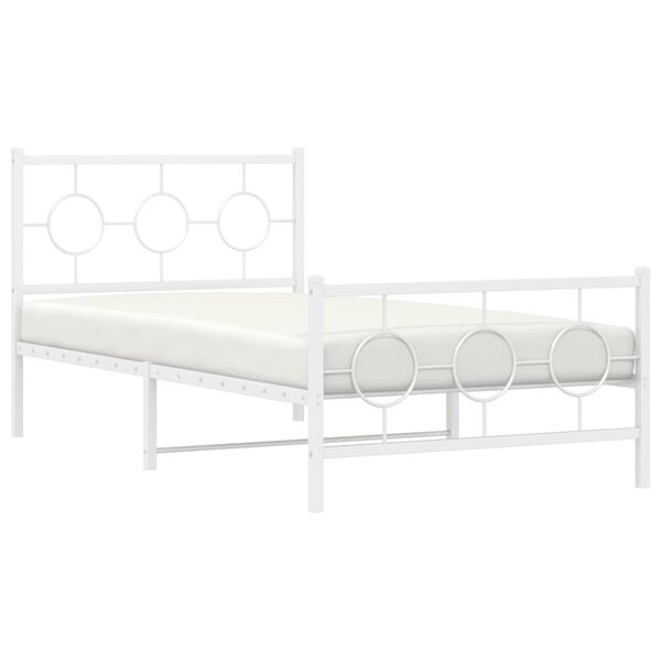 vidaXL Metal Bed Frame without Mattress with Footboard White 100x200cm