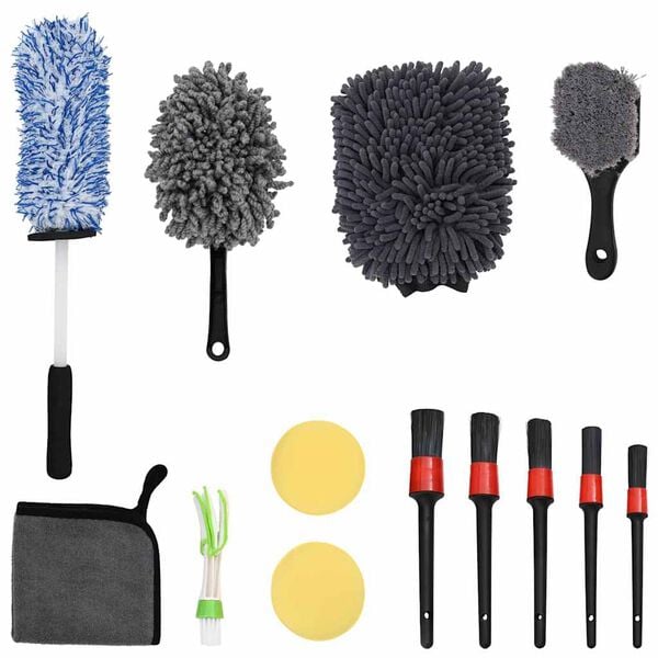 vidaXL Car Brush Set Multicolour Poly Rattan
