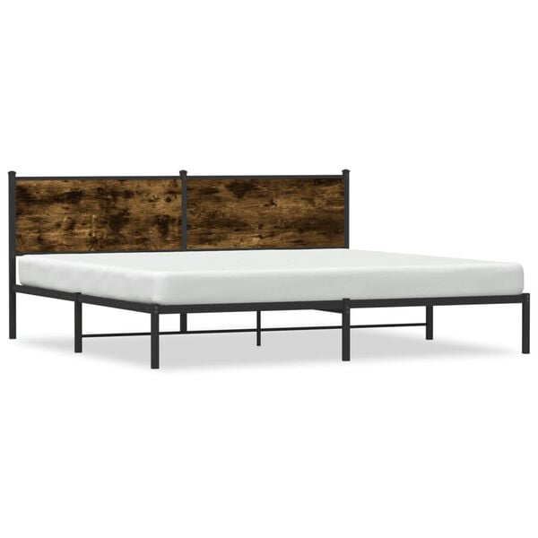 vidaXL Metal Bed Frame without Mattress Smoked Oak 193x203 cm