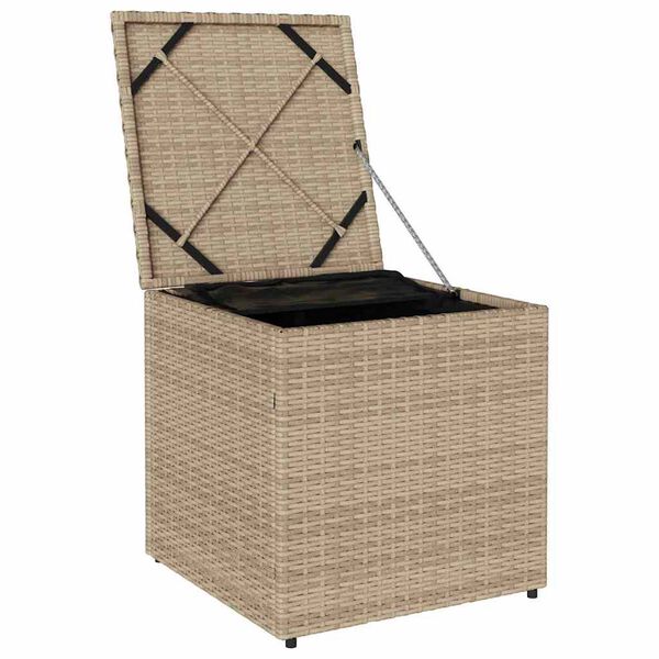 vidaXL Cushion Box with Storage Beige 50 x 50 x 50 cm Poly Rattan