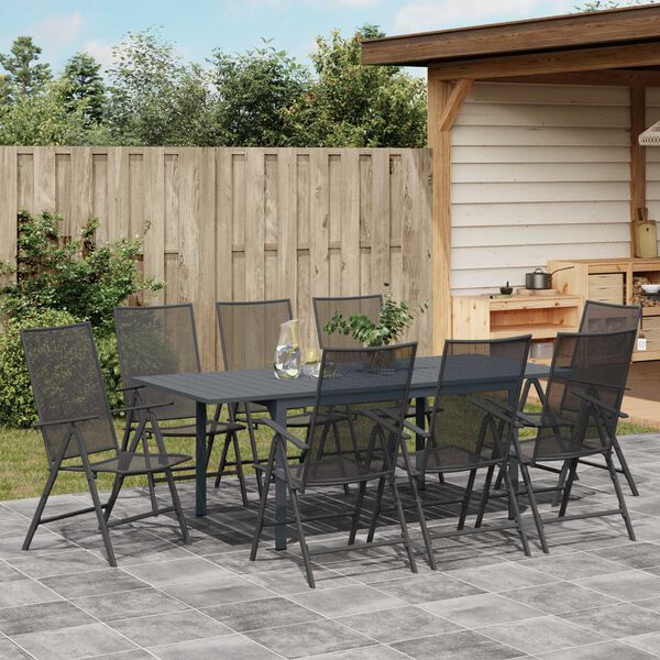 vidaXL Garden Dining Set 9 pcs Steel