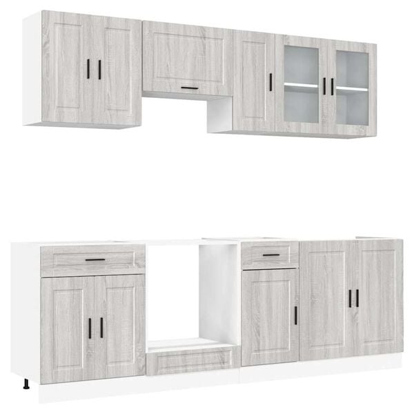 vidaXL 8 Piece Kitchen Cabinet Set Kalmar Grey Sonoma Engineered Wood