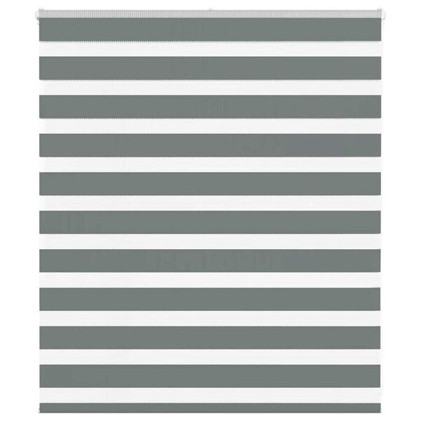 vidaXL Zebra Blind Dark Grey 130x100 cm Fabric Width 125.9 cm Polyester
