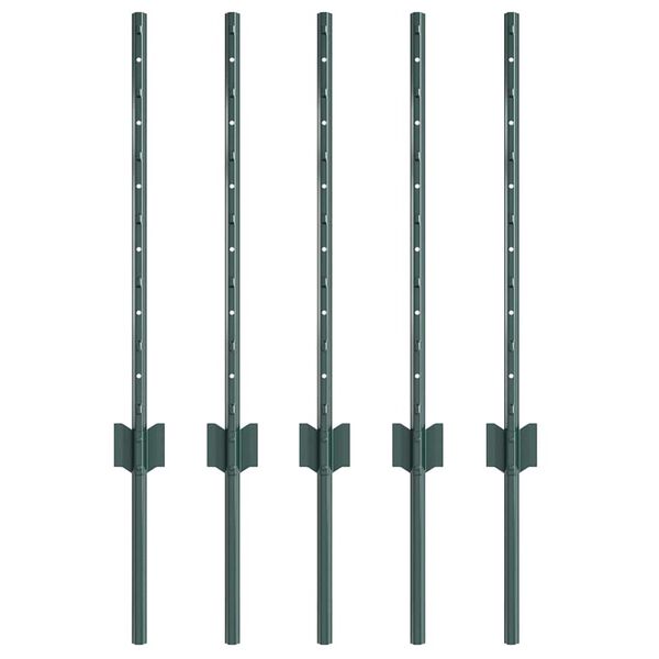 vidaXL Fence Post 5 pcs Green 100 cm Steel
