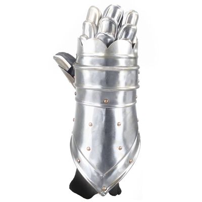 vidaXL Medieval Knight Gauntlets Replica LARP Silver Steel