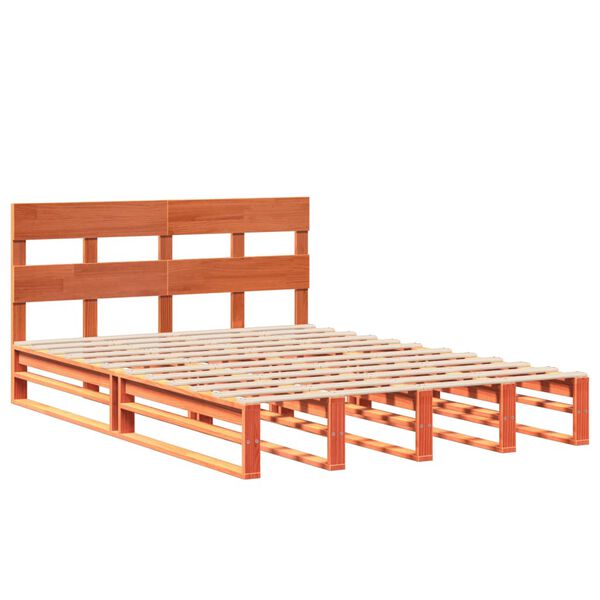 vidaXL Bed Frame without Mattress Wax Brown 135x190 cm Double Solid Wood Pine