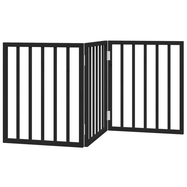 vidaXL Dog Gate Foldable 3 Panels Black 150 cm Poplar Wood