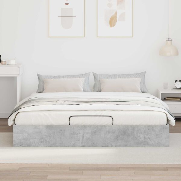 vidaXL Ottoman Bed Frame Concrete Grey 160 x 200 cm Engineered Wood