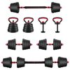 vidaXL 4-in-1 Dumbbell Barbell Kettlebell Set 30 kg Black and Red