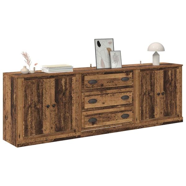 vidaXL Sideboards 3 pcs Old Wood 210 x 35.5 x 67.5 cm Engineered Wood