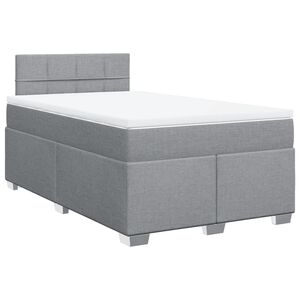 vidaXL Box Spring Bed with Mattress Light Grey 120x200 cm Fabric