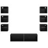 vidaXL TV Cabinet with LED Strip Lights 8 pcs Black Oak Glass