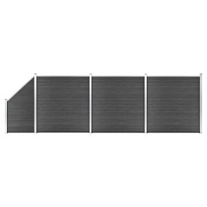 vidaXL Fence Panel Set WPC 619x(105-186) cm Black