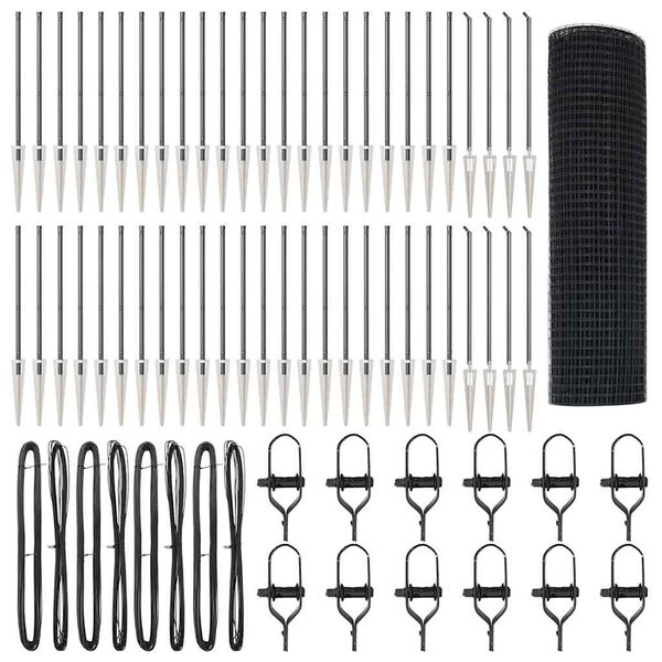 vidaXL Fence with Posts Grey 1 x 100 m Steel