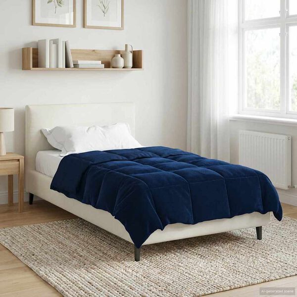 vidaXL Winter Duvet Quilted Dark Blue 155 x 200 cm Microfiber