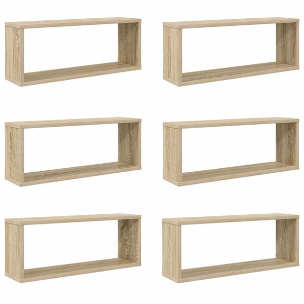 vidaXL Wall Cube Shelf 6 pcs Sonoma Oak 60x15x23 cm Engineered Wood